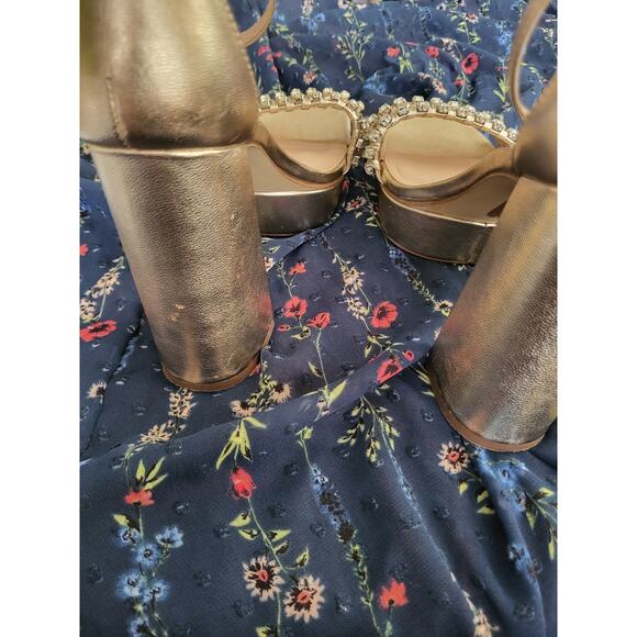 Sam Edelman Womens Ninette Platform Heel Gold Crystal Rhinestone GUC Size 5 READ - Picture 9 of 10